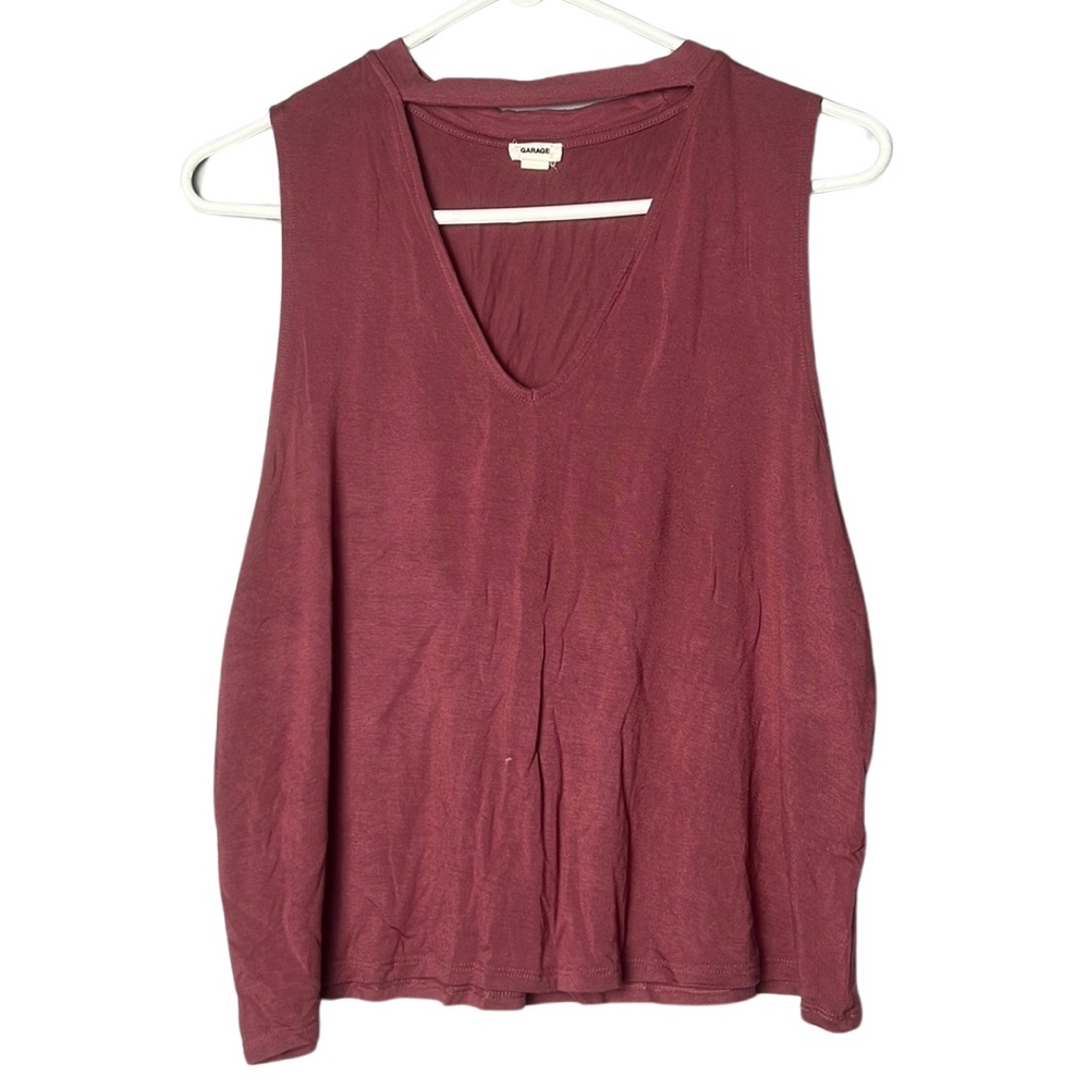 Garage Women’s Burgundy V-Neck Choker Top